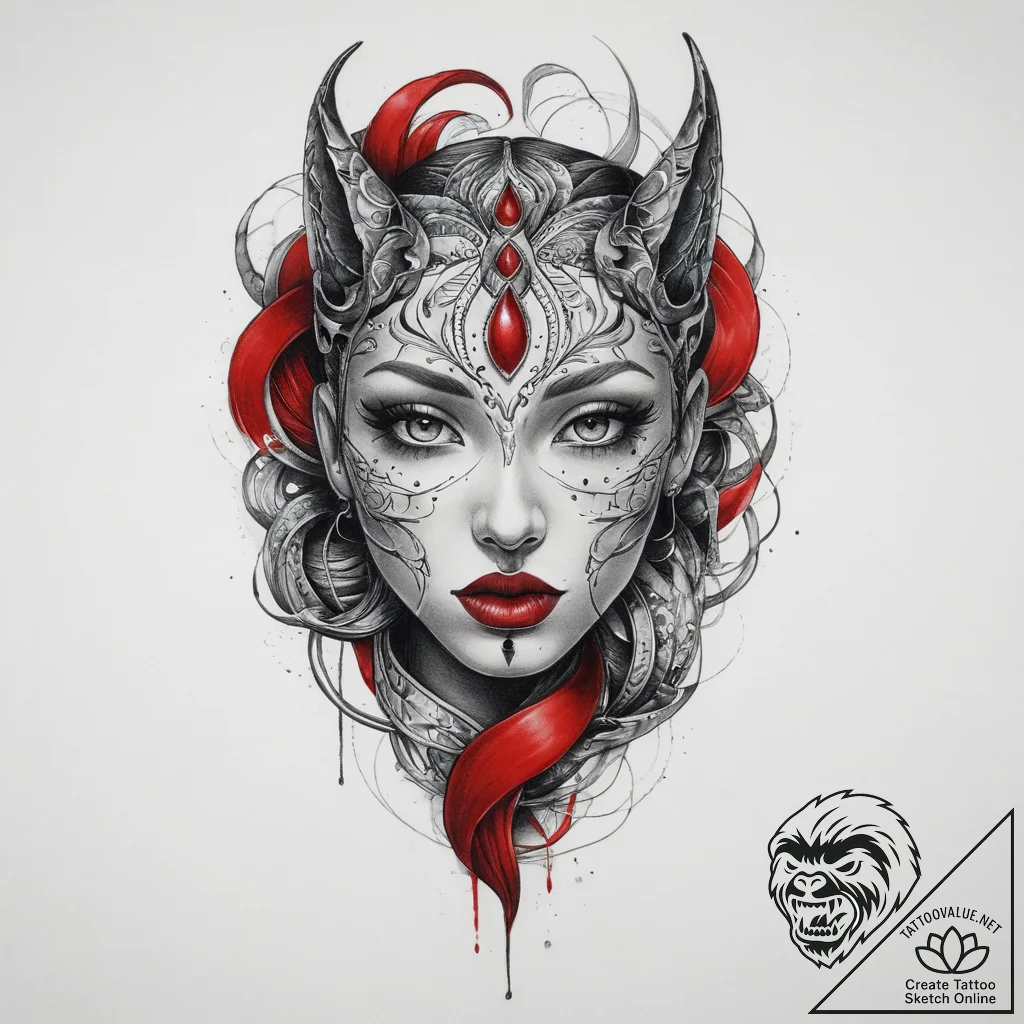 Tattoo sketch mystical portrayal, concept art... - tattoo sketch (№1759390460_0, 02.10.2025 07:34) — tattoovalue.net