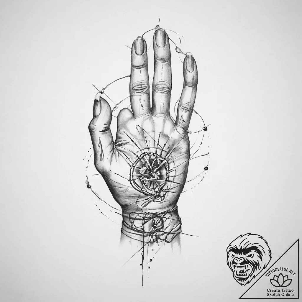 Tattoo sketch hands with a thread - tattoo sketch (№1759393048_0, 02.10.2025 08:17) — tattoovalue.net