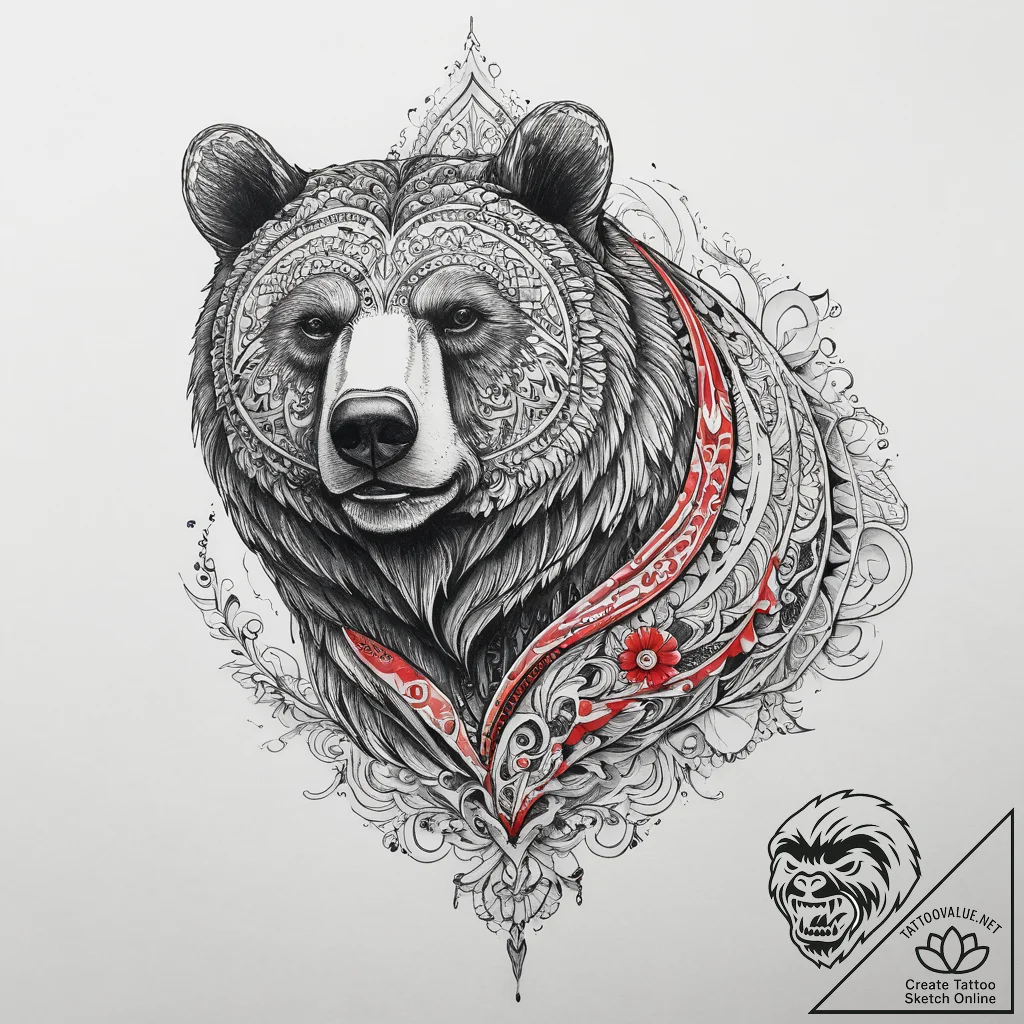 Tattoo sketch медведь в горах, artistic tatto... - tattoo sketch (№1759394430_0, 02.10.2025 08:40) — tattoovalue.net