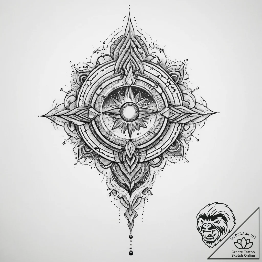 Tattoo sketch cosmic fount - tattoo sketch (№1759397767_0, 02.10.2025 09:36) — tattoovalue.net