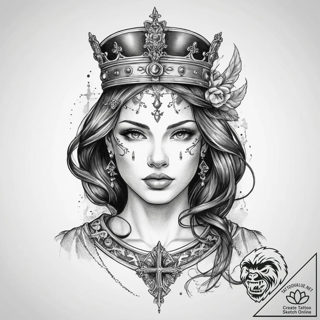 Tattoo sketch soldier with a queen, tattoo li... - tattoo sketch (№1759398560_0, 02.10.2025 09:49) — tattoovalue.net