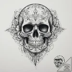 Tattoo sketch череп со шрифтом, concept art f… – tattoo sketch (№1759400542_0, 02.10.2025 10:22) — tattoovalue.net