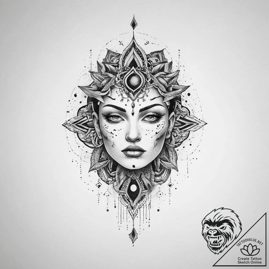 Tattoo sketch cosmic spirit, tattoo sketch de... - tattoo sketch (№1759402128_0, 02.10.2025 10:48) — tattoovalue.net