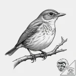 Tattoo sketch gray-cheeked thrush, tattoo lin… – tattoo sketch (№1759402724_0, 02.10.2025 10:58) — tattoovalue.net