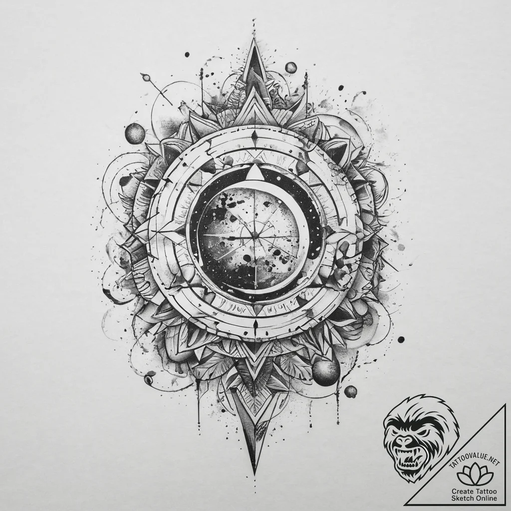 Tattoo sketch cosmic essence, concept art for... - tattoo sketch (№1759402922_0, 02.10.2025 11:02) — tattoovalue.net
