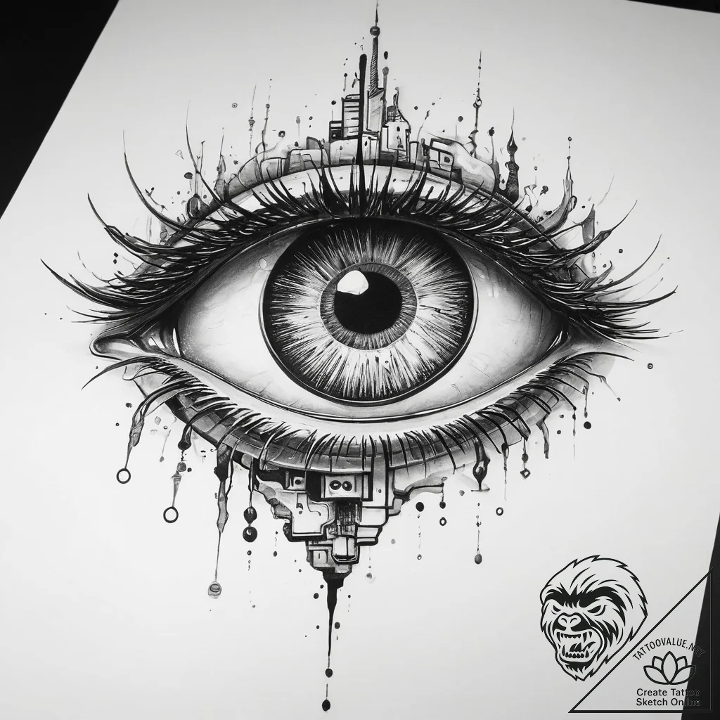 Tattoo sketch cybernetic eye - tattoo sketch (№1759405519_0, 02.10.2025 11:45) — tattoovalue.net