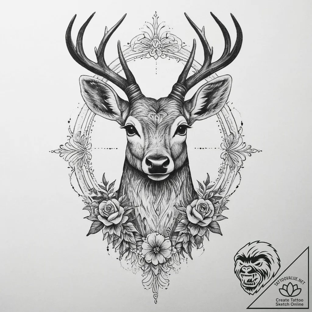 Tattoo sketch elegant doe tattoo, tattoo draw... - tattoo sketch (№1759407318_0, 02.10.2025 12:15) — tattoovalue.net