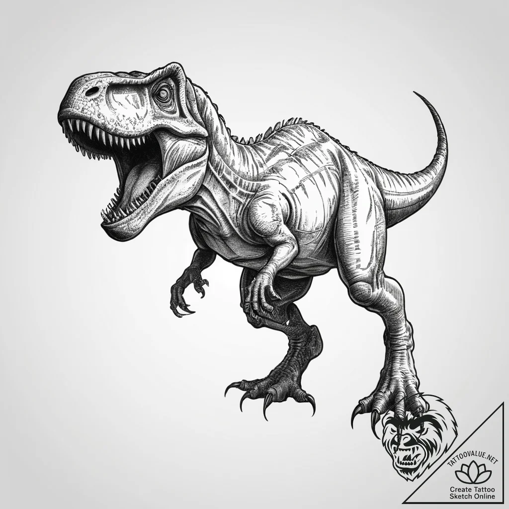 Tattoo sketch jurassic park t-rex silhouette,... - tattoo sketch (№1759408116_0, 02.10.2025 12:28) — tattoovalue.net