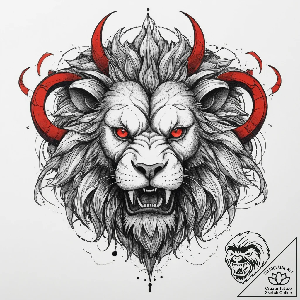 Tattoo sketch manticore, tattoo line art, tra... - tattoo sketch (№1759409617_0, 02.10.2025 12:53) — tattoovalue.net