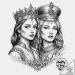 Tattoo sketch soldier with a queen, tattoo li… – tattoo sketch (№1759409813_0, 02.10.2025 12:56) — tattoovalue.net