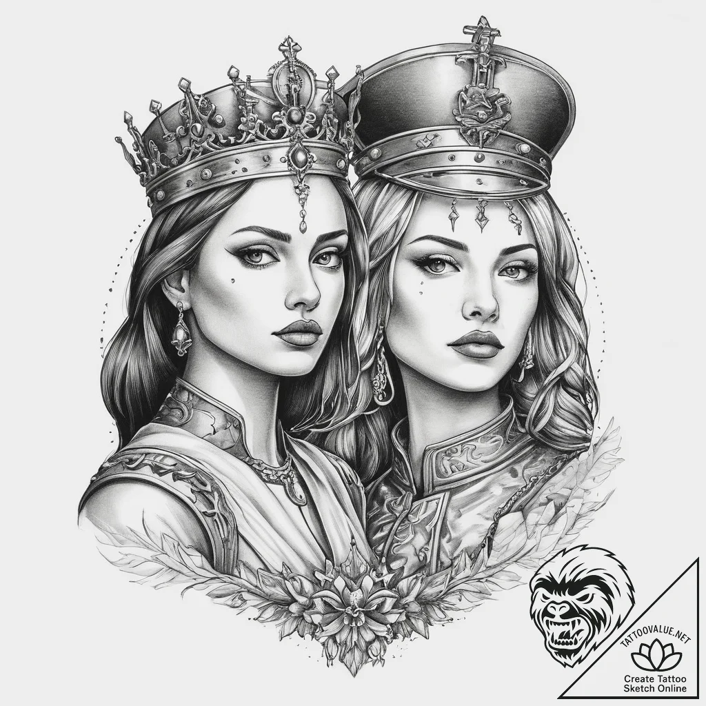 Tattoo sketch soldier with a queen, tattoo li... - tattoo sketch (№1759409813_0, 02.10.2025 12:56) — tattoovalue.net