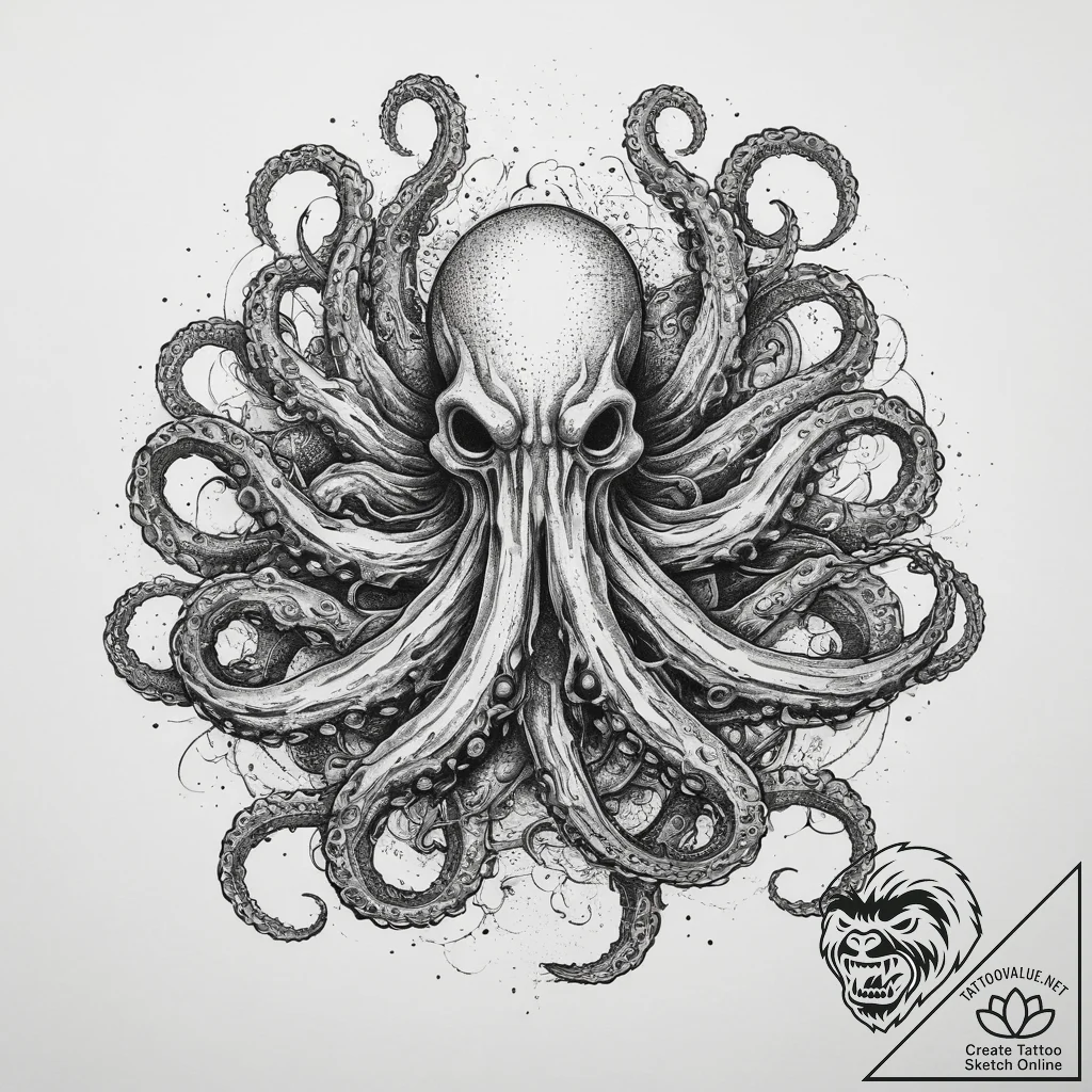 Tattoo sketch kraken tentacles, artistic tatt... - tattoo sketch (№1759410604_0, 02.10.2025 13:10) — tattoovalue.net