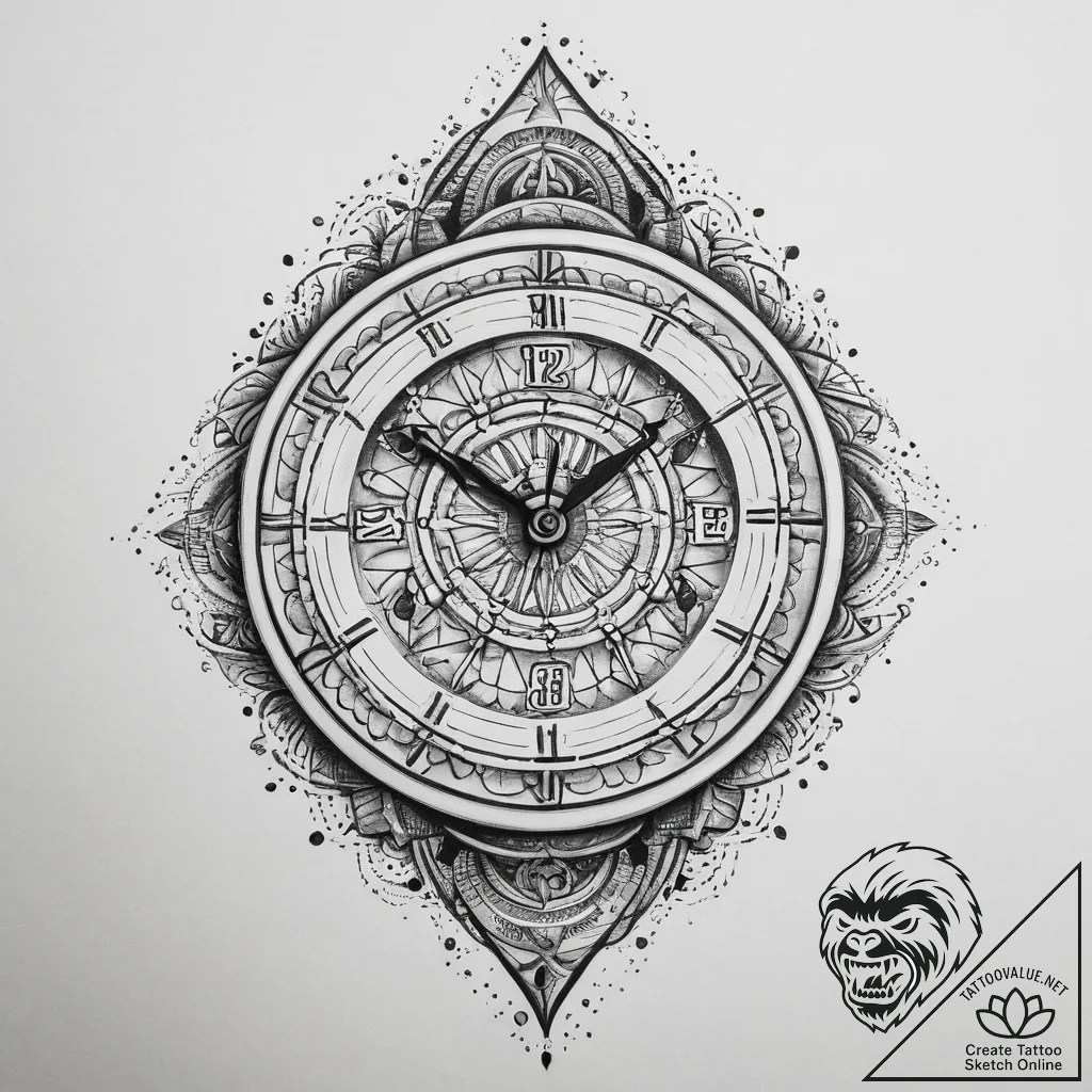 Tattoo sketch watch with a clock, concept art... - tattoo sketch (№1759411001_0, 02.10.2025 13:16) — tattoovalue.net