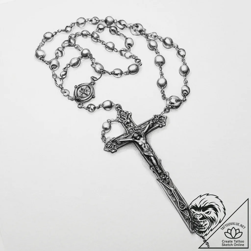Tattoo sketch rosary beads with a cross - tattoo sketch (№1759411198_0, 02.10.2025 13:19) — tattoovalue.net