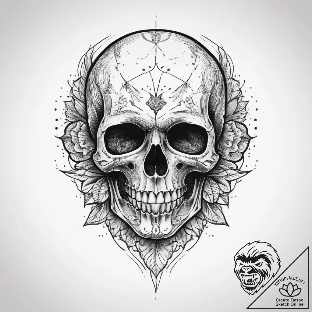 Tattoo sketch череп со шрифтом, concept art f... - tattoo sketch (№1759411790_0, 02.10.2025 13:29) — tattoovalue.net
