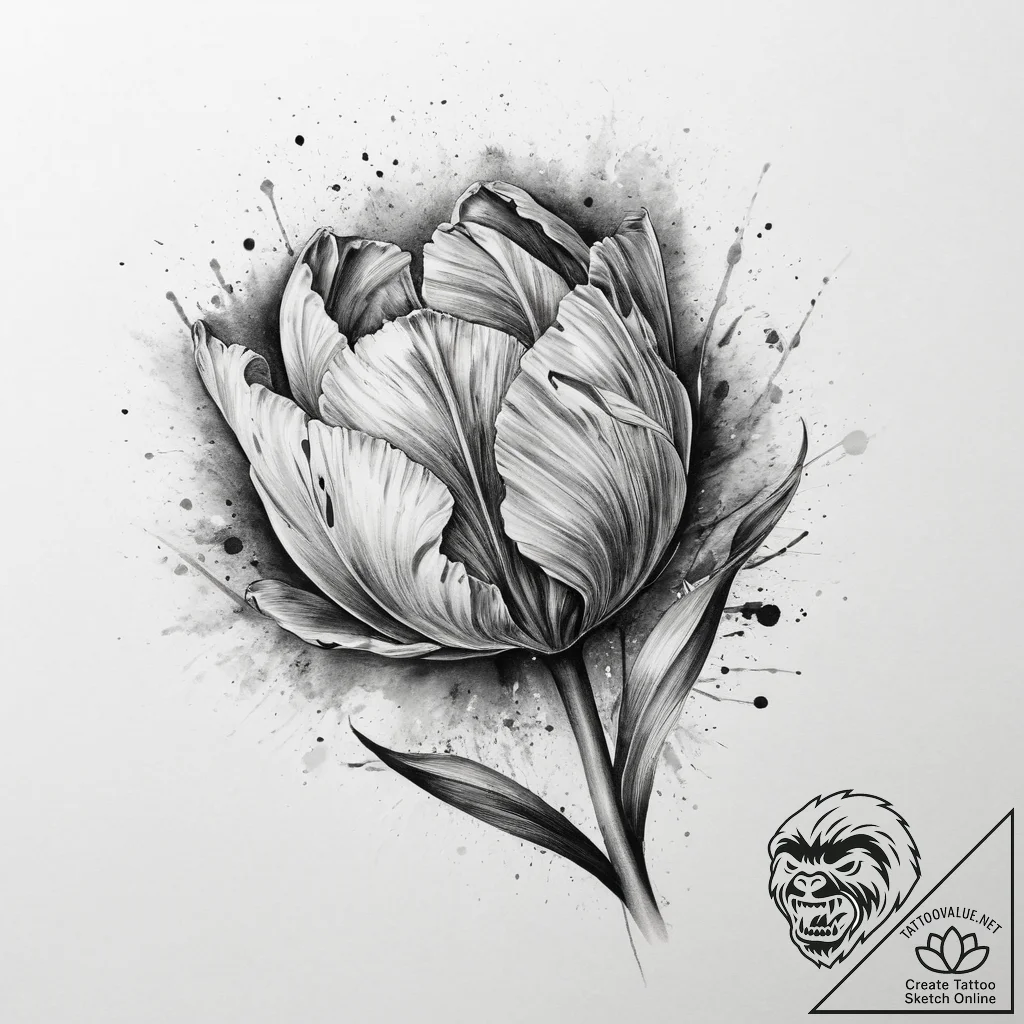 Tattoo sketch tulip flower, concept art for t... - tattoo sketch (№1759412185_0, 02.10.2025 13:36) — tattoovalue.net