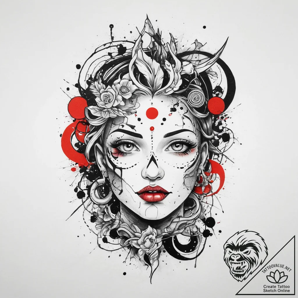 Tattoo sketch cosmic being, artistic tattoo s... - tattoo sketch (№1759413375_0, 02.10.2025 13:56) — tattoovalue.net