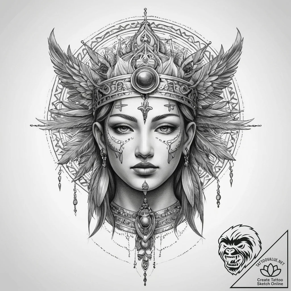 Tattoo sketch sacred messenger - tattoo sketch (№1759413572_0, 02.10.2025 13:59) — tattoovalue.net