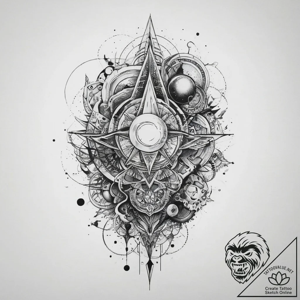 Tattoo sketch cosmic essence, concept art for... - tattoo sketch (№1759413775_0, 02.10.2025 14:02) — tattoovalue.net