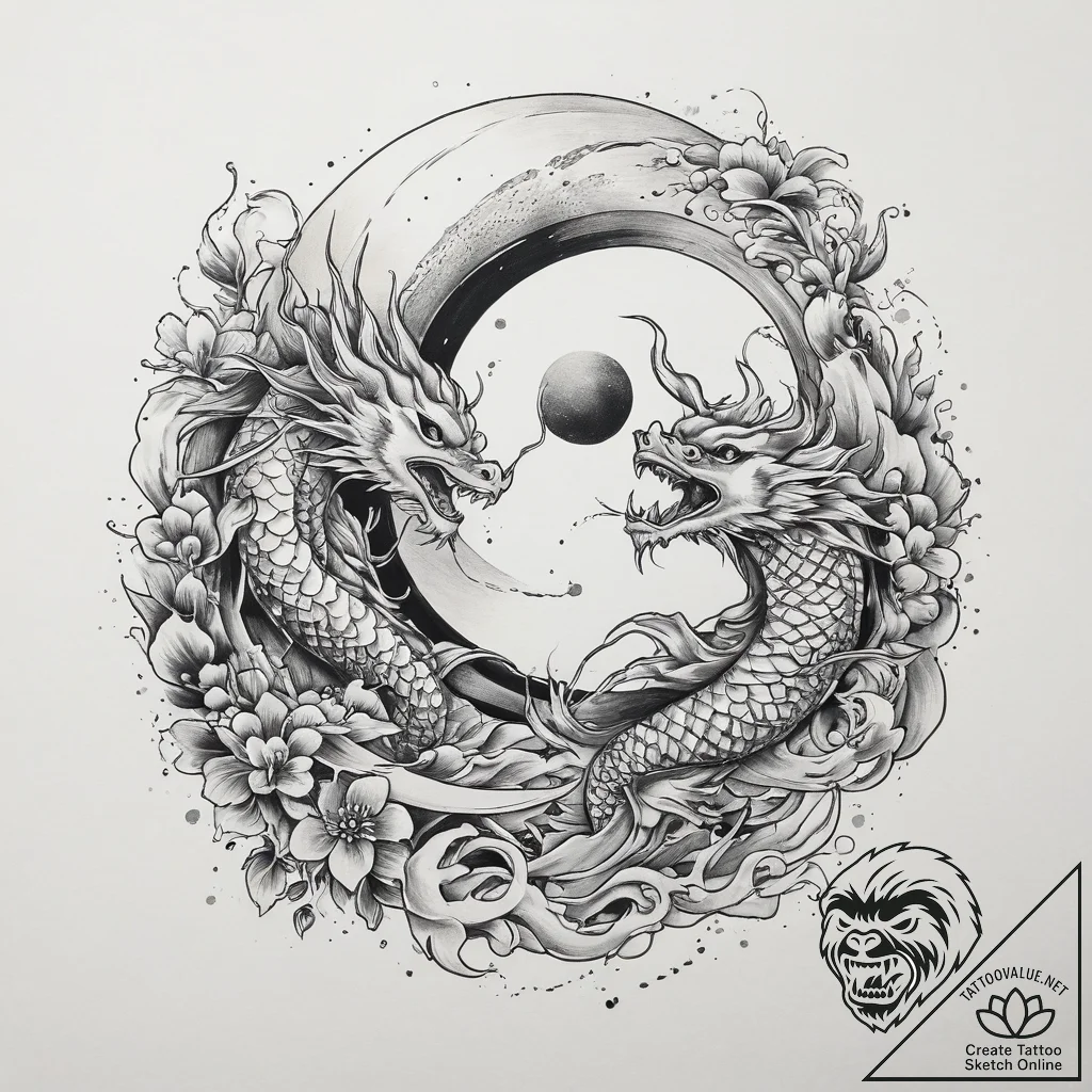 Tattoo sketch romantic full moon with a coupl... - tattoo sketch (№1759413972_0, 02.10.2025 14:06) — tattoovalue.net