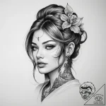 Tattoo sketch blessed character, artistic tat… – tattoo sketch (№1759416348_0, 02.10.2025 14:45) — tattoovalue.net
