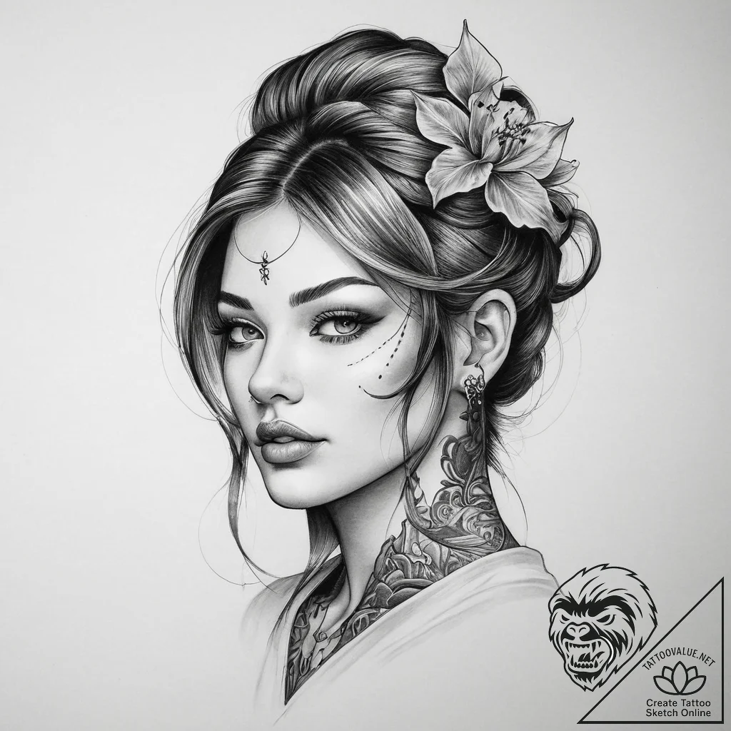 Tattoo sketch blessed character, artistic tat... - tattoo sketch (№1759416348_0, 02.10.2025 14:45) — tattoovalue.net