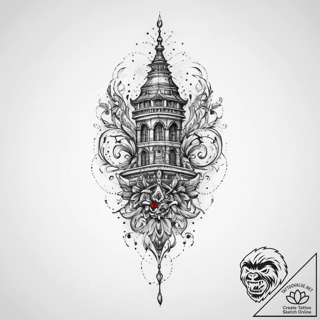 Tattoo sketch graphic город, artistic tattoo... - tattoo sketch (№1759416947_0, 02.10.2025 14:55) — tattoovalue.net