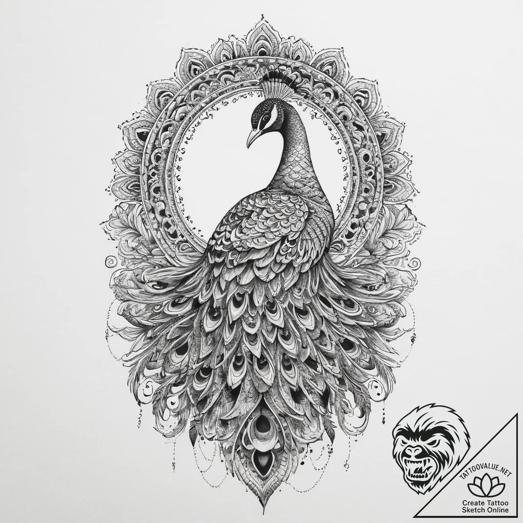 Tattoo sketch peacock tattoo, tattoo line art... - tattoo sketch (№1759417144_0, 02.10.2025 14:59) — tattoovalue.net