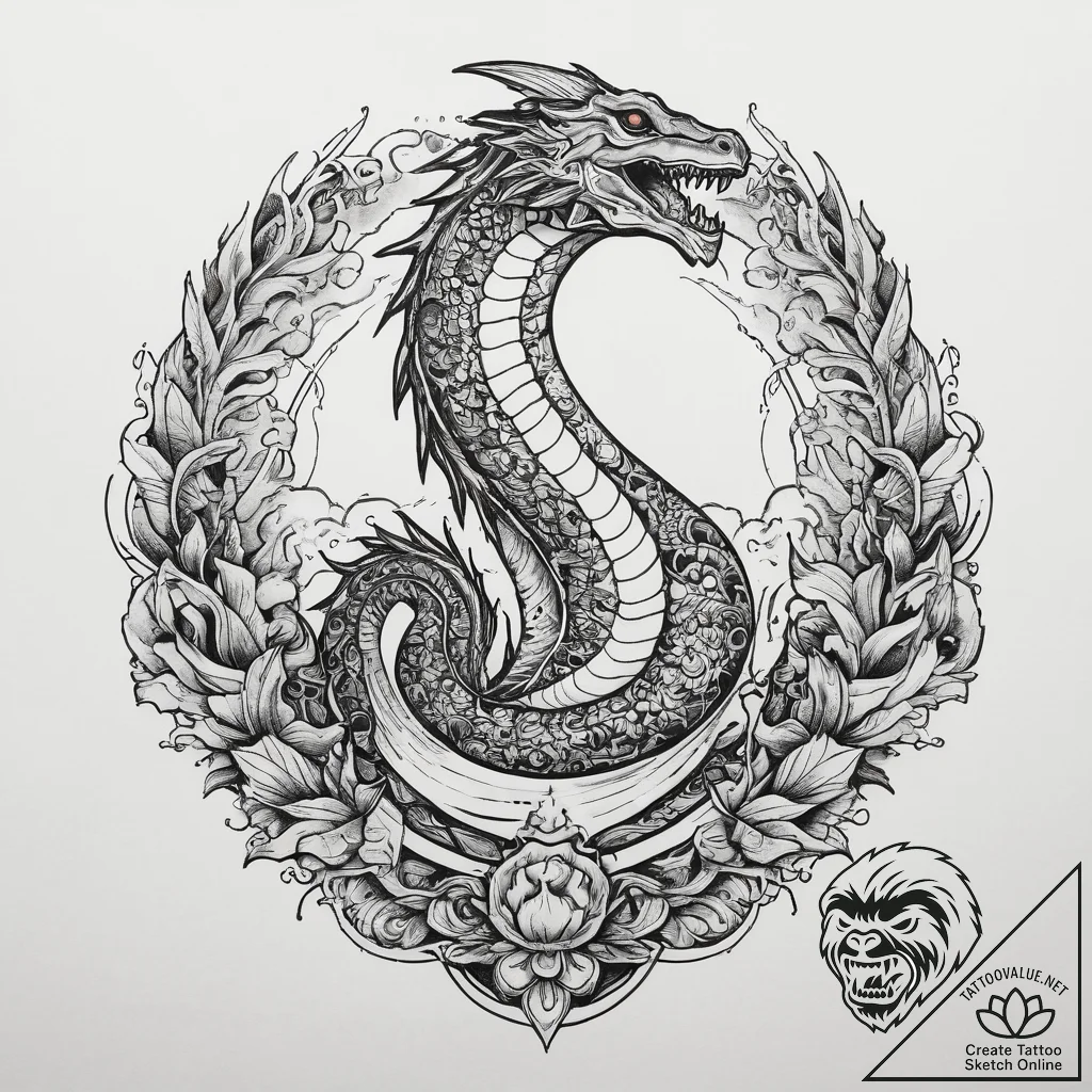 Tattoo sketch sea serpent, artistic tattoo sk... - tattoo sketch (№1759417537_0, 02.10.2025 15:05) — tattoovalue.net