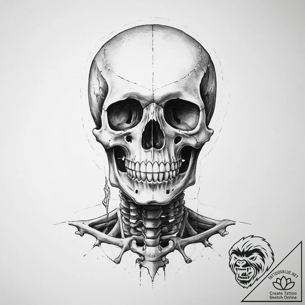 Tattoo sketch skeleton - tattoo sketch (№1759417732_0, 02.10.2025 15:08) — tattoovalue.net