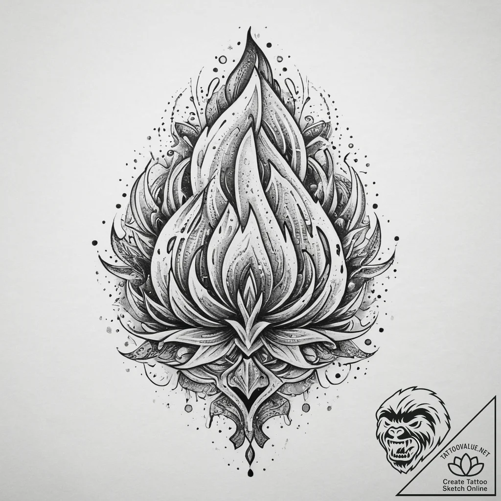 Tattoo sketch fire, tattoo sketch design, dot... - tattoo sketch (№1759418517_0, 02.10.2025 15:21) — tattoovalue.net