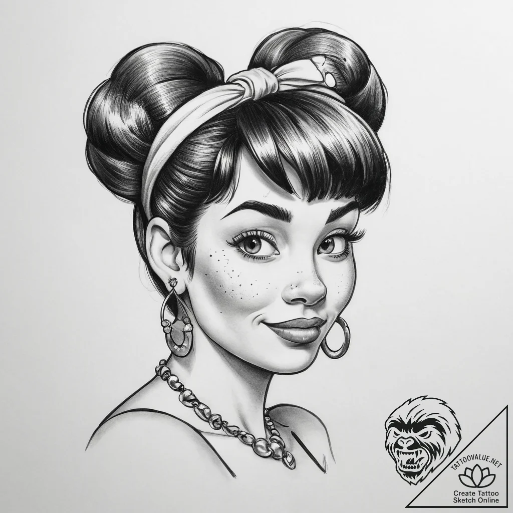 Tattoo sketch the flintstones wilma flintston... - tattoo sketch (№1759418911_0, 02.10.2025 15:28) — tattoovalue.net
