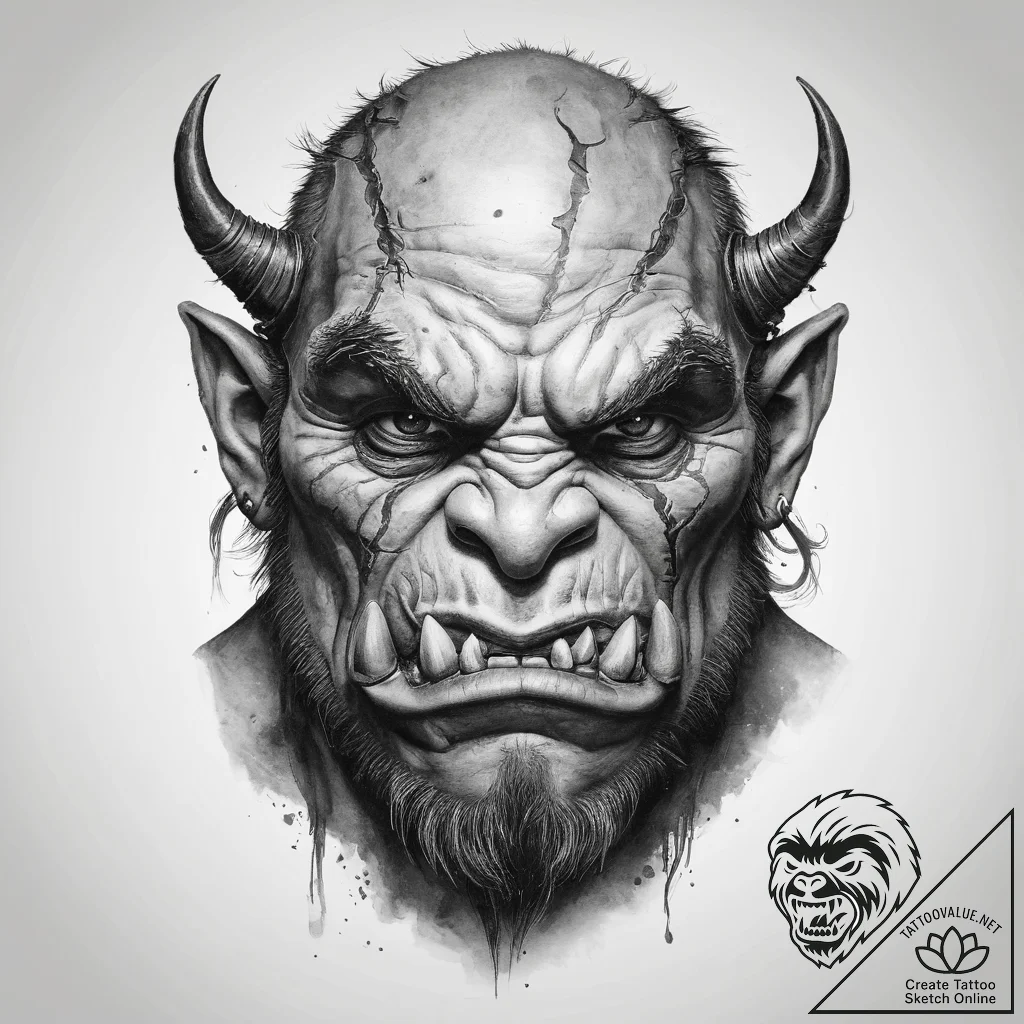 Tattoo sketch orc - tattoo sketch (№1759419107_0, 02.10.2025 15:31) — tattoovalue.net