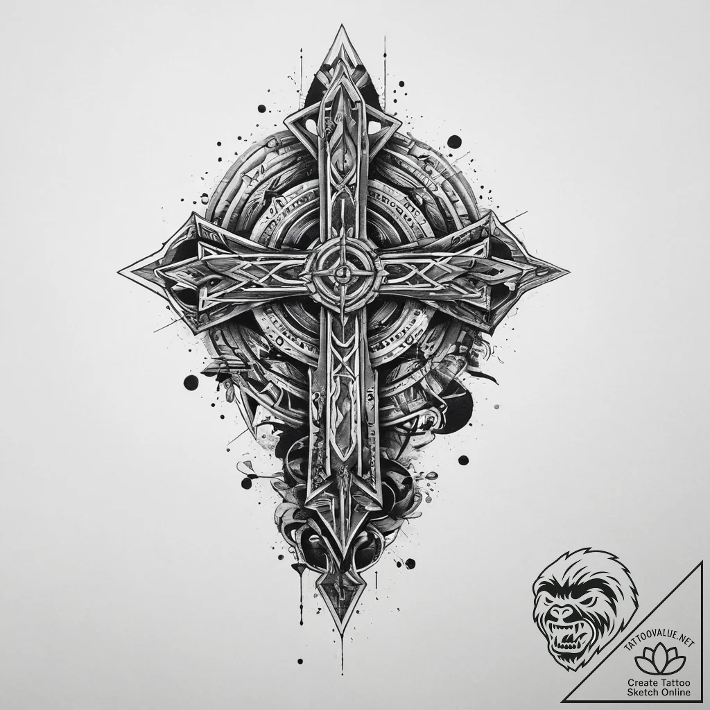 Tattoo sketch geometric location, ink illustr... - tattoo sketch (№1759419306_0, 02.10.2025 15:35) — tattoovalue.net