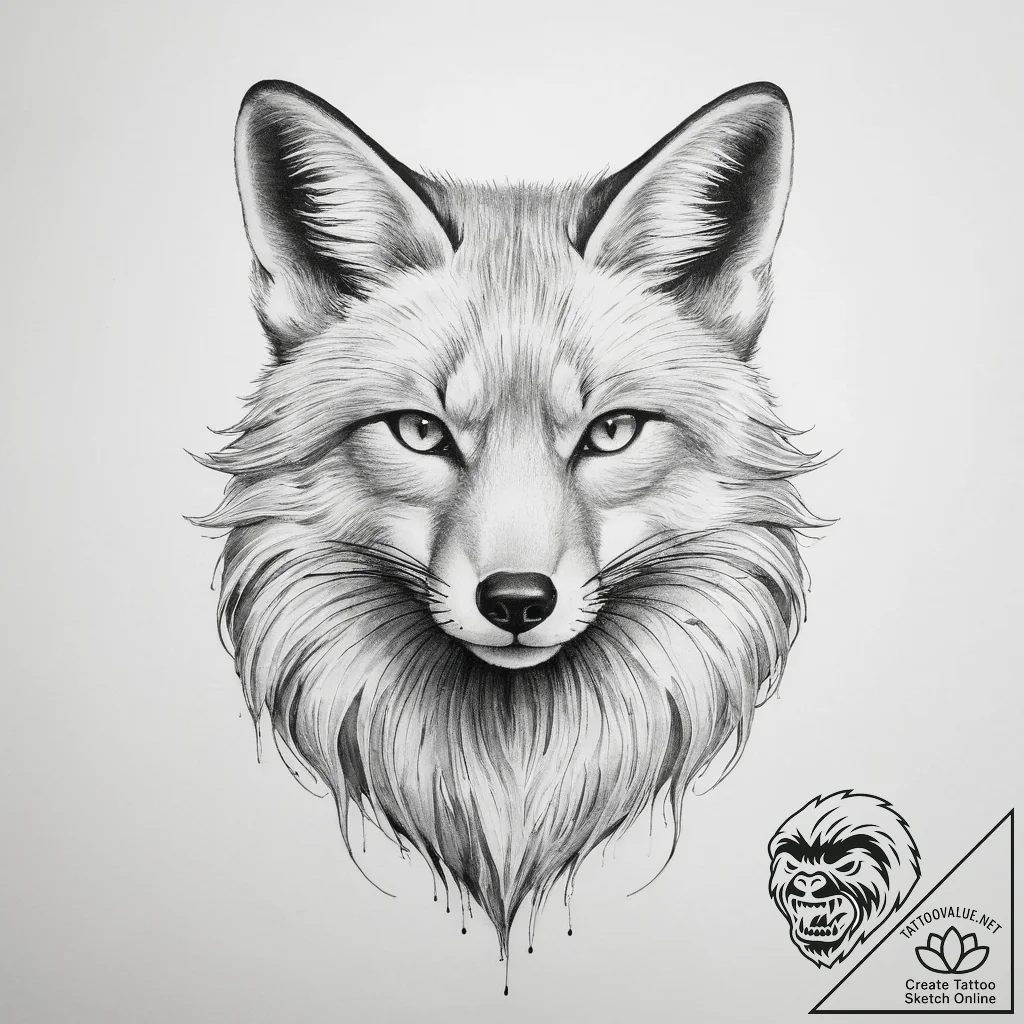 Tattoo sketch elegant fox - tattoo sketch (№1759419503_0, 02.10.2025 15:38) — tattoovalue.net