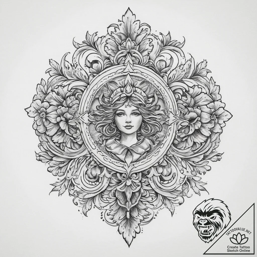 Tattoo sketch узор в стиле рококо, concept ar... - tattoo sketch (№1759420094_0, 02.10.2025 15:48) — tattoovalue.net