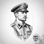 Tattoo sketch soldier with a document, tattoo… – tattoo sketch (№1759421681_0, 02.10.2025 16:14) — tattoovalue.net