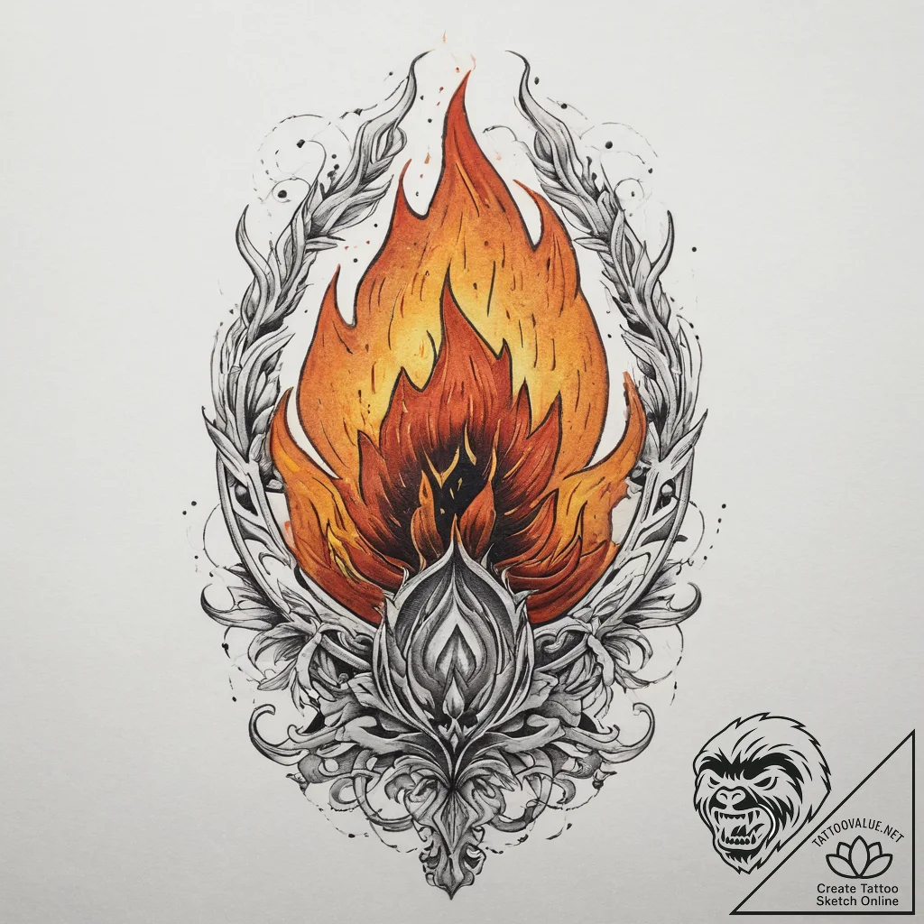 Tattoo sketch fire, tattoo flash sheet design... - tattoo sketch (№1759422666_0, 02.10.2025 16:31) — tattoovalue.net