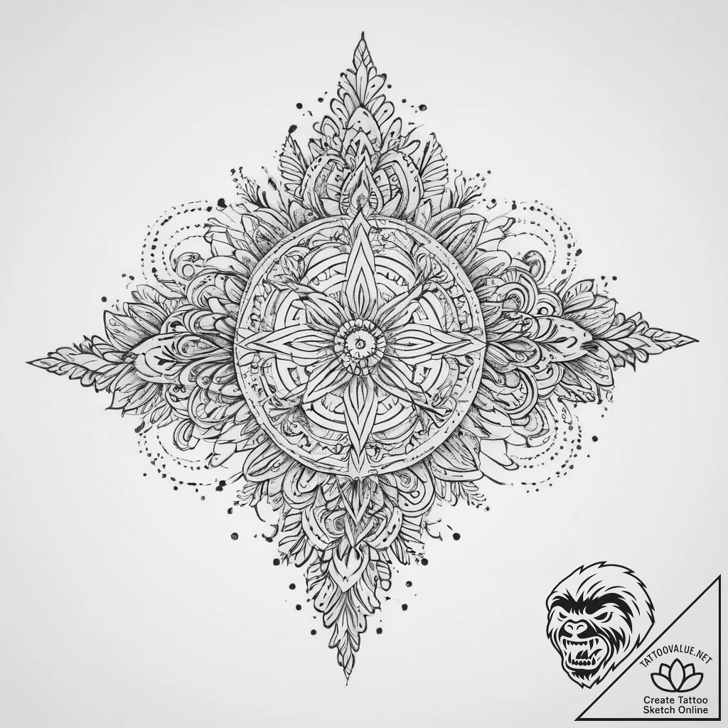 Tattoo sketch slavic embroidery pattern with... - tattoo sketch (№1759424045_0, 02.10.2025 16:54) — tattoovalue.net
