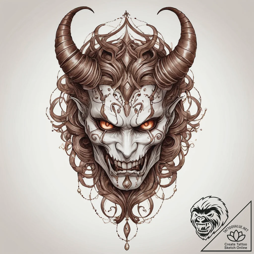 Tattoo sketch демон, ink illustration for tat... - tattoo sketch (№1759424243_0, 02.10.2025 16:57) — tattoovalue.net