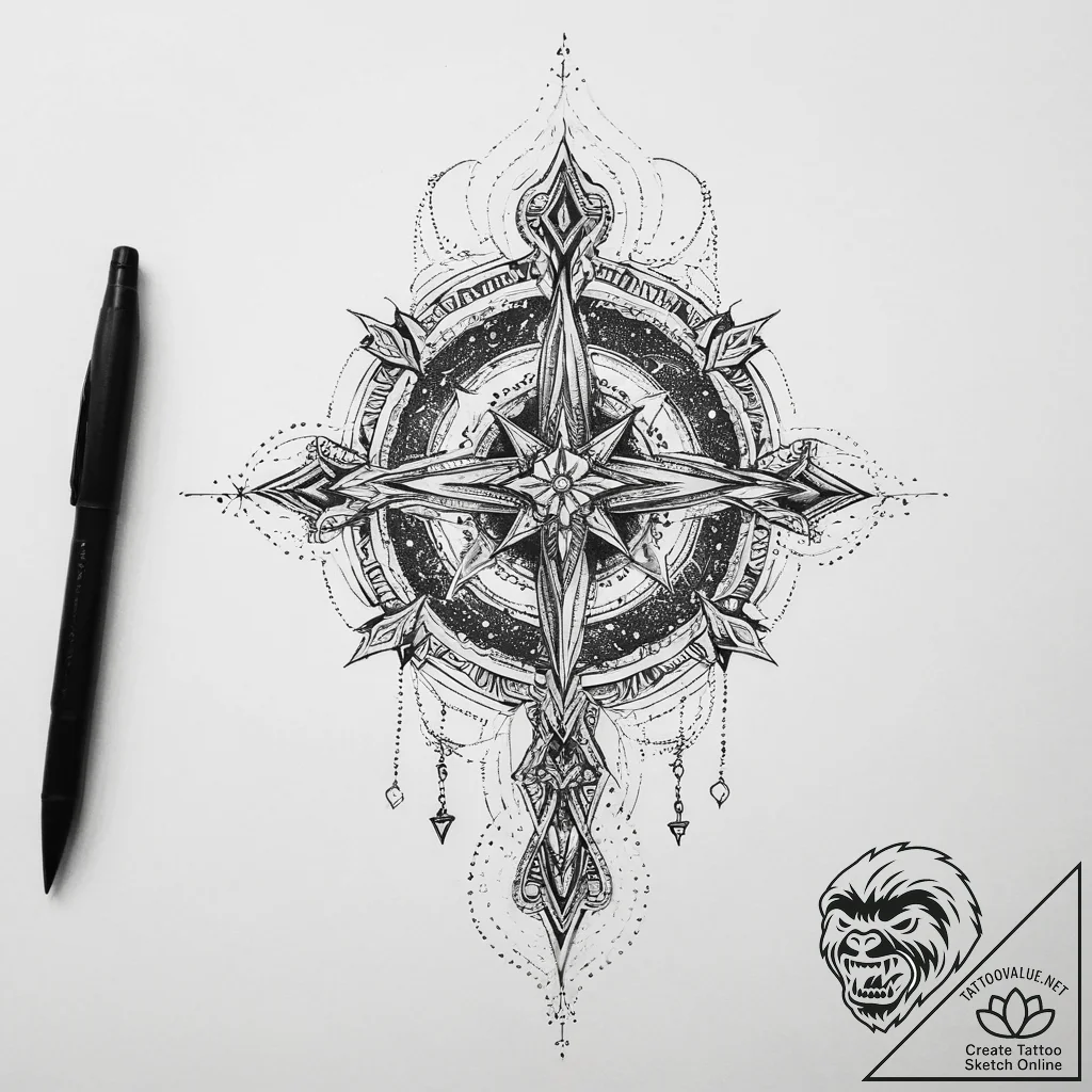 Tattoo sketch cosmic story, ink illustration... - tattoo sketch (№1759425030_0, 02.10.2025 17:10) — tattoovalue.net