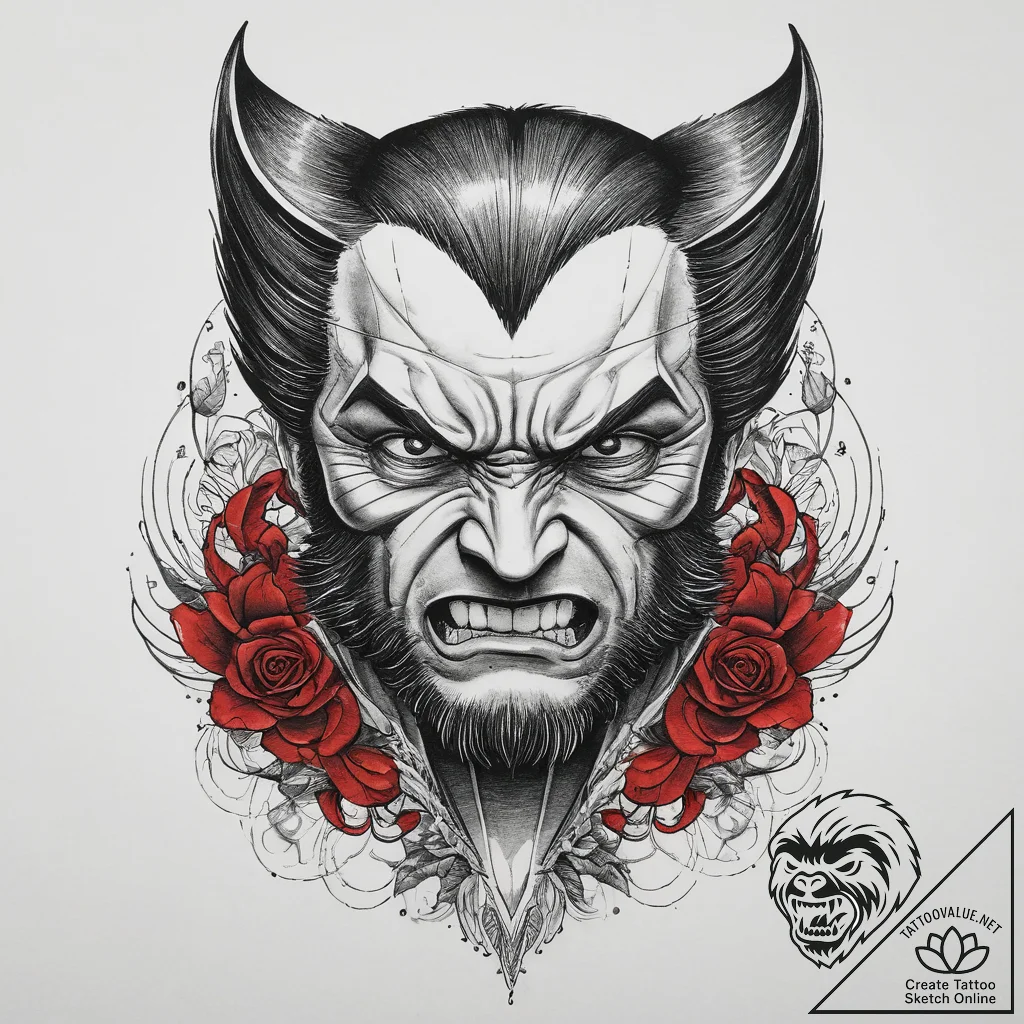 Tattoo sketch wolverine, tattoo flash sheet d... - tattoo sketch (№1759425816_0, 02.10.2025 17:23) — tattoovalue.net