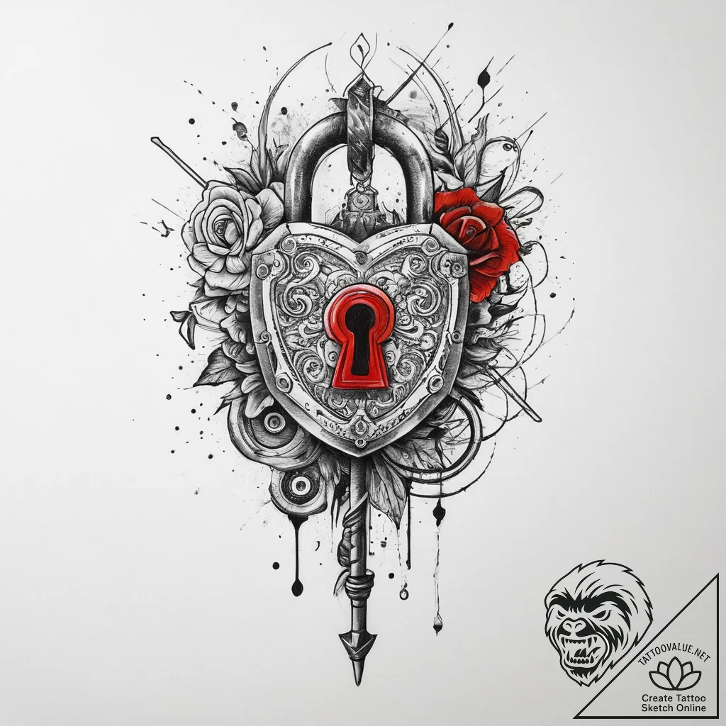 Tattoo sketch key and lock, tattoo sketch des... - tattoo sketch (№1759427208_0, 02.10.2025 17:46) — tattoovalue.net