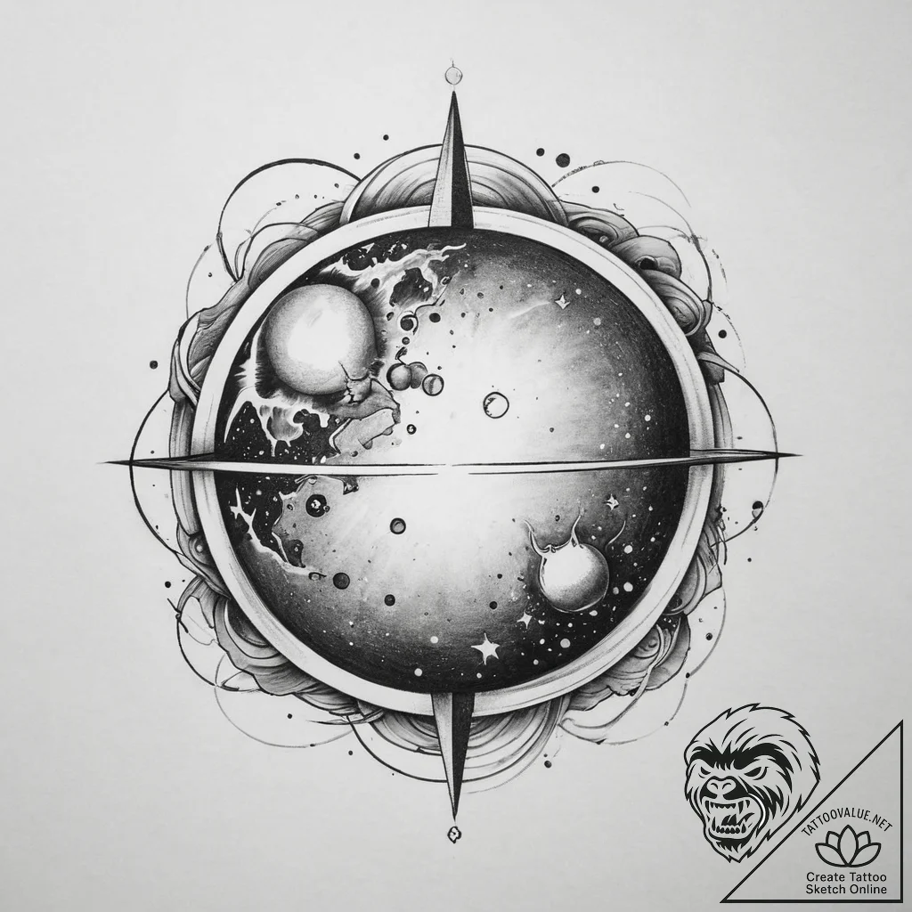 Tattoo sketch cosmic sphere, artistic tattoo... - tattoo sketch (№1759427801_0, 02.10.2025 17:56) — tattoovalue.net