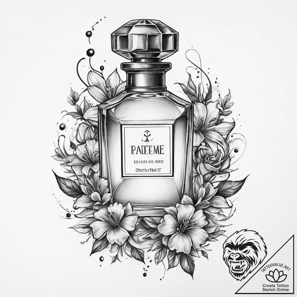 Tattoo sketch perfume tattoo - tattoo sketch (№1759428391_0, 02.10.2025 18:06) — tattoovalue.net