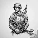 Tattoo sketch soldier with a brush, tattoo dr… – tattoo sketch (№1759428785_0, 02.10.2025 18:13) — tattoovalue.net