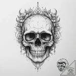 Tattoo sketch череп с водой, tattoo line art,… – tattoo sketch (№1759430382_0, 02.10.2025 18:39) — tattoovalue.net