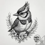 Tattoo sketch crested tit, tattoo line art, n… – tattoo sketch (№1759431373_0, 02.10.2025 18:56) — tattoovalue.net