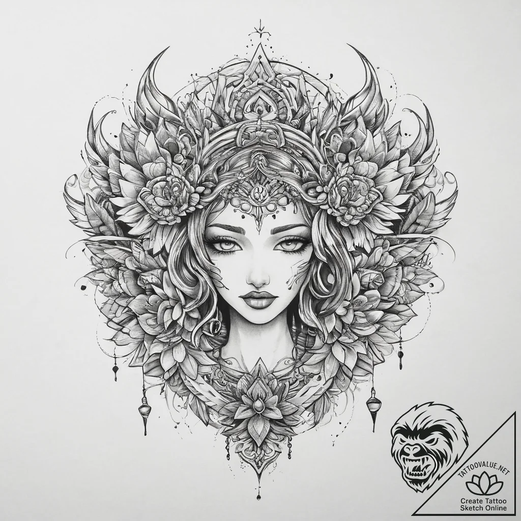 Tattoo sketch blessed self, tattoo sketch des... - tattoo sketch (№1759431570_0, 02.10.2025 18:59) — tattoovalue.net