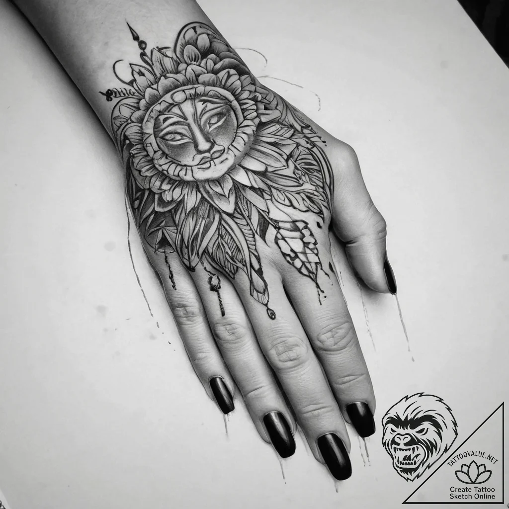 Tattoo sketch hands with a brush, concept art... - tattoo sketch (№1759432361_0, 02.10.2025 19:12) — tattoovalue.net